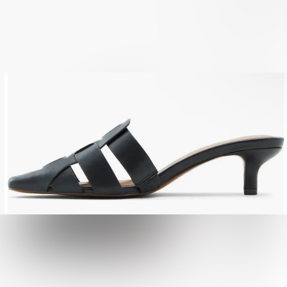 Who What Wear Black Pointed Leather Slide Mules - Picture 2 of 7